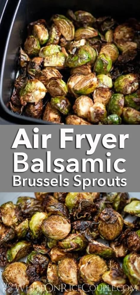 Air Fryer Brussels Sprouts Recipe @whiteonrice Air Fryer Brussel Sprouts Vegan, Brussel Sprouts Air Fryed, Air Fryer Brussels Sprouts Balsamic, Air Fry Brussel Sprouts Balsamic, Air Fry Brussels Sprouts, Air Fried Brussel Sprouts Balsamic, Air Fried Brussel Sprouts Crispy, Air Fryer Balsamic Brussel Sprouts, Airfry Brussels Sprouts