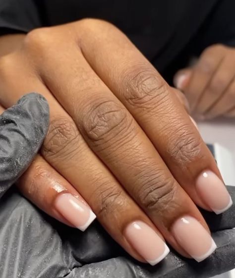 Simple Classy Nails Black Woman, Messy French Tip Nails, Square Oval Short Nails, Short Natural Nails Black Women, Gel Polish On Natural Nails Black Women, Natural Nail Black Women, Gel Nails On Black Women, Short Classy Nails Black Women, Manicure Ideas For Short Nails Natural Black Women