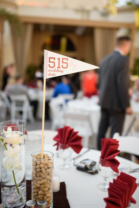 Baseball Table Numbers, Wedding Baseball, Softball Wedding, Baseball Themed Wedding, Beautiful Church Wedding, Athletic Banquet, Baseball Banquet, Baseball Table, Baseball Couples