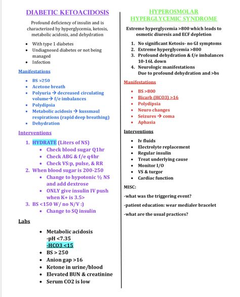 Oncology Emergencies Nursing, Dka Vs Hhs, Dka Nursing, Endocrine Pharmacology, Pharmacy Notes, Ccrn Review, Nurse Degree, Nurse Hacks, Endocrine System Nursing