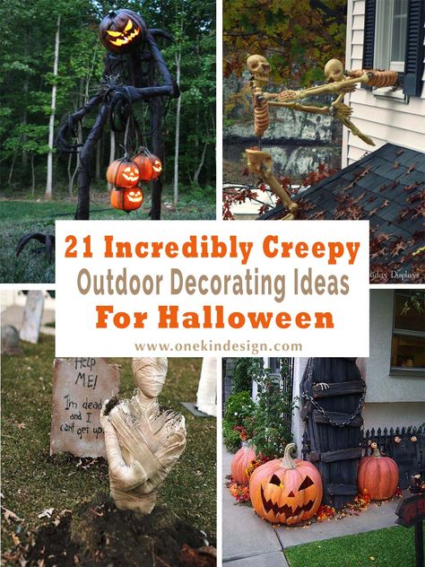 Check out this collection of outdoor halloween inspiration to transform your yard into a spooktacular landscape, scaring trick-or-treaters. Halloween Graveyard Decorations, Halloween Garden Decorations, Fun Diy Halloween Decorations, Outside Halloween Decorations, Outdoor Decorating Ideas, Scary Halloween Decorations Diy, Halloween Diy Outdoor, Cheap Halloween Decorations, Halloween Decorations For Kids