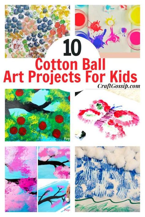 Who needs paintbrushes when you have cotton balls. I love these cotton ball art projects for a few different reasons, first I love that kids get to use something that is outside the box when it comes to … Read More... Cotton Ball Art, Kids Art Ideas, Cotton Ball Crafts, Homeschooling Schedule, Preschool Painting, Rainy Day Crafts, Canvas Art Projects, Art Projects For Kids, Painting Activities