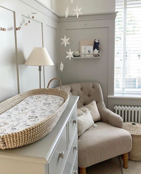 Nursery inspo to save for later 💌⁣⁠ ⁠ What themes would you like to see more of? COMMENT below - "N" for neutrals or "B" for more brights.⁠ ⁣⁠ Did you know... all new customers receive 10% off their first order? Time to shop baby essentials! Link in bio. ⁠ ⁠ ⁠ #mamashack #babyshower #nursery #baby #newborn #kidsroom #nurserydecor #nurseryinspo #babyessentials #babygift #kidsroomdecor #nurseryroom #modernnurserydecor #nappycaddy Nursery Changing Basket, Wicker Changing Table Basket, Tiny Nursery Layout, Cosy Nursery Ideas, Harwell Nursery, Changing Basket On Dresser, Panelling Nursery, Boy Nursery Changing Table, Calm Baby Nursery