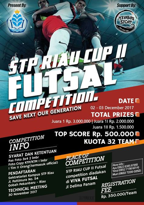 Futsal competition SEKOLAH TINGGI PARIWISATA (STP) RIAU II #futsal #flayer #futsalcup #levnkkk Pamflet Futsal, Bad Design, Comic Books, Comic Book Cover, Book Cover, Quick Saves, Design