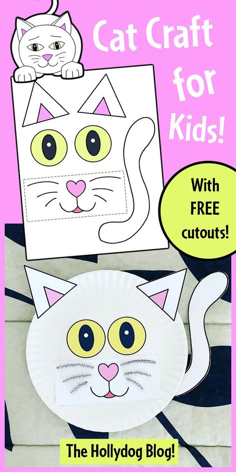 Cat Activities For Preschool, Printable Preschool Crafts, Cat Crafts Preschool, Quick Kids Crafts, Peony Tutorial, Animal Crafts Preschool, Easter Cats, Paper Peony, Pets Preschool Theme