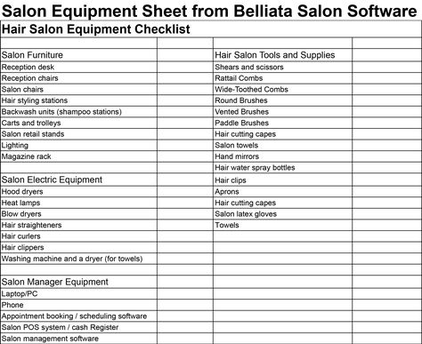 Hair Salon Start Up Checklist, Things Needed For Hair Salon, Hair Stylist Supply List, Hair Braider Name Ideas, 1500 Sq Ft Hair Salon Floor Plan, Salon Assistant Duties, Braid Shop Decor Ideas, Hair Salon Equipment Checklist, Salon Suite Business Plan