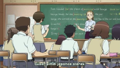 Japanese Classroom Anime, Anime Classroom With Students, Anime Teacher Teaching, Teachers Teaching In Classroom, Anime Lesson, Classroom Drawing, Fancy School, Anime Student, Classroom English