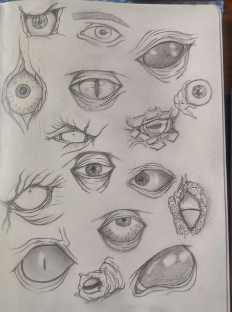 Cool Sketch Ideas Eyes, Creepy Eye Drawing Reference, Scary Eye Sketch, One Eyed Monster Drawing, Possessed Eyes Drawing, Evil Demon Drawing, Creepy Eyes Reference, Anime Demon Eyes Drawing, Creature Eyes Drawing