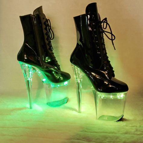 Pleaser Heels, Open Toe Boots, Strappy Platform Sandals, Pleaser Shoes, Light Up Shoes, Platform High Heel Shoes, Black Platform Heels, Womens Stilettos, Stiletto Boots