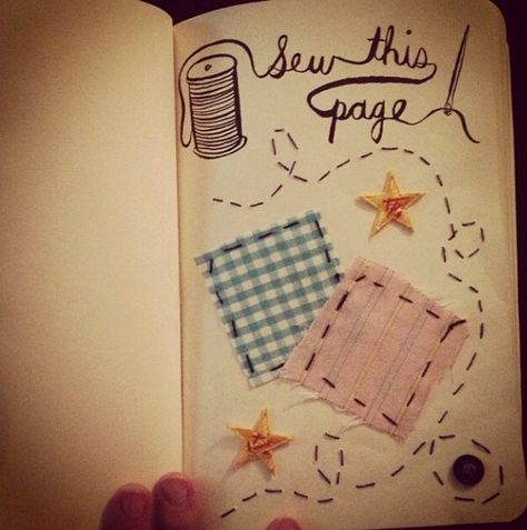 Wreck this Journal: Sew this page Sew This Page Wreck This Journal, Wreak This Journal Pages, Trash Journal, Wreck This Journal, Journal Pages, Journal Ideas, Sewing