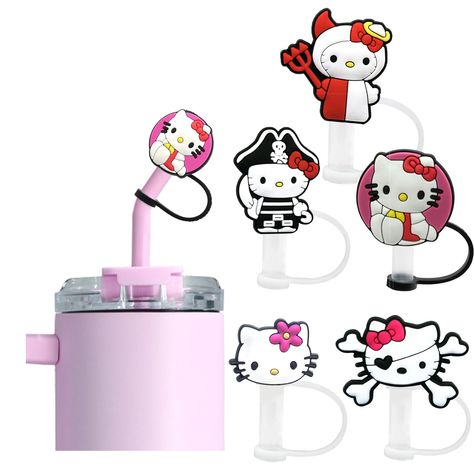 PRICES MAY VARY. Kitty Anime Theme Design: Quixarra Cute Anime Hello Straw Topper is a set featuring a Kitty-themed anime design with 6 straw covers, infusing your beverage moments with the adorable elements of Hello Kitty. Spill-Prevention Design: Crafted with spill-prevention in mind, these silicone straw toppers effectively prevent beverage spills, providing a worry-free drinking experience whether you're at home or on the go. Fits 8-10mm Straw Openings: Designed to fit straw openings ranging Stanley Topper, Kitty Anime, Straw Covers, Anime Theme, Straw Cover, Straw Toppers, Silicone Cups, Anime Design, Cup With Straw