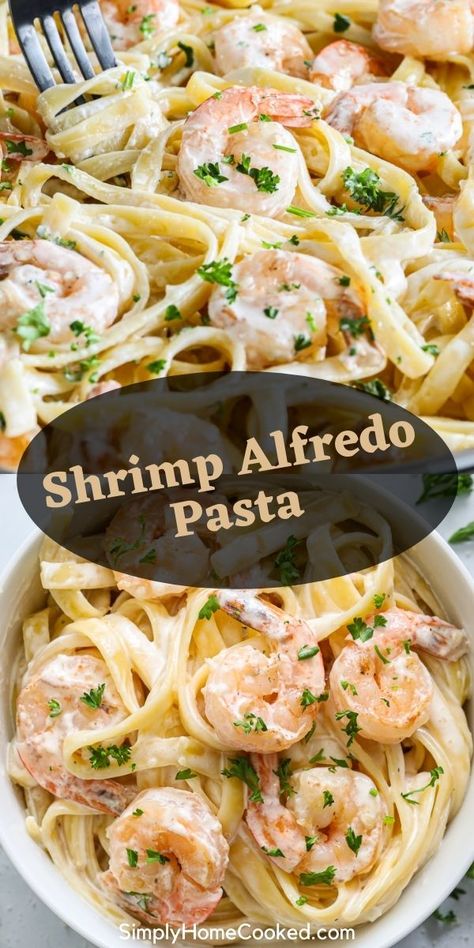 Shrimp Alfredo Pasta is so creamy and rich, your whole family will love it. Made with garlic, cheese, and cream, this delicious shrimp pasta dish is always a favorite. Shrimp Pasta Dishes, Italian Meals, Grilled Seafood Recipes, Shrimp Alfredo, Fall Acrylic, Best Seafood Recipes, Shrimp Recipes For Dinner, Louisiana Recipes, Garlic Cheese