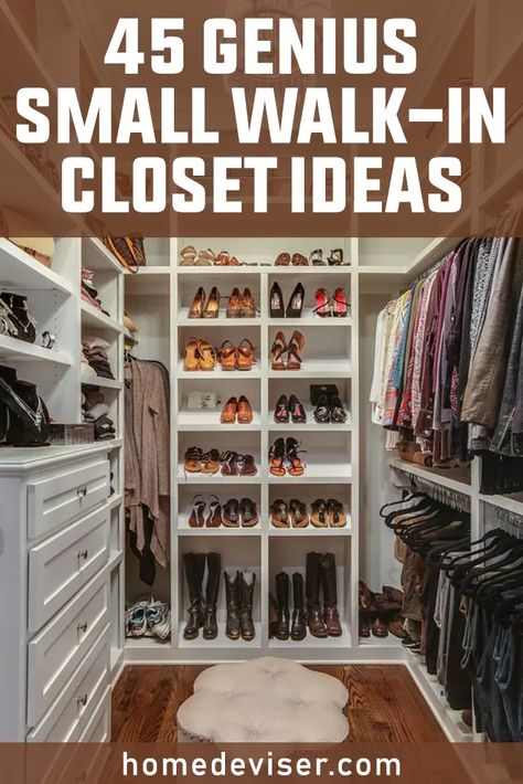 45 Genius Small Walk In Closet Ideas For The Tiniest Bedrooms - Home Deviser Closet Design Ideas Small, Smart Walk In Closet Ideas, 5 X 10 Walk In Closet Ideas, Master Closet Remodel Small Walk In, Closet Makeover Walk In, Closet Ideas Small Walk In, Spare Room Into Walk In Closet, Small Bedroom Walk In Closet Ideas Master, Small Walkin Closet Ideas Layout Storage