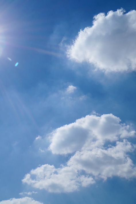 Blue Peaceful Aesthetic, Blue Cloudy Sky, Sunny Pictures, Picture Cloud, Blue Sky Photography, Cloud Background, Lovecore Aesthetic, Mostly Sunny, Sky Photography Nature