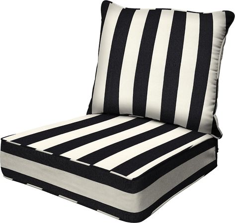 Amazon.com: Honeycomb Outdoor Cabana Stripe Black & Ivory Deep Seating Patio Cushion Set: Resilient Foam Filling, Weather Resistant and Stylish Set, Seat: 24" W x 23" D x 6.5” T; Back: 27" W x 24” L : Patio, Lawn & Garden Outdoor Cabana, Lounge Chair Cushions, Patio Furniture Cushions, Outdoor Seat Cushions, Deep Seat Cushions, Chair Seat Cushion, Outdoor Seat, Dining Chair Cushions, Patio Cushions