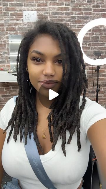 JEM’s locs & more 🌟 on Instagram: "🤎" Dyed Loc Tips Black Women, Halo Braid On Locs, Medium Dreadlocks Styles For Women, Healthy Locs Black Women, Jet Black Locs On Black Women, Braid Out On Locs, Faux Locs Over Locs, Messy Locs Black Women, C Part Locs