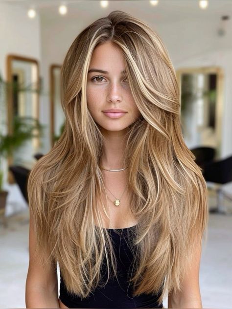 Long Thick Blonde Hair With Layers, Blonde Italian Women, Long Layer Face Frame Haircuts, Extra Long Layered Hair, Blonde Highlights With Bangs, Long Hair With Layers And Face Framing, Hairstyles 2024 Trends Women, Long Blonde Hair With Layers, Long Hair Side Part