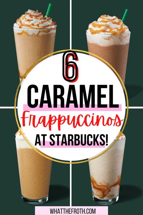 Salted Caramel Mocha Frappuccino, Starbucks Caramel Drinks, Frappuccino Flavors, Order At Starbucks, Starbucks Caramel Frappuccino, Starbucks Frappuccino Recipe, Blended Coffee Drinks, Caramel Drinks, Coffee Frappuccino