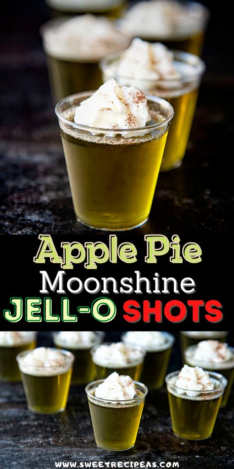 Jell O Shot Recipes, Shots Board, Apple Pie Vodka, Apple Pie Shots, Jello Shooters, Shot Board, Jello Pudding Shots, Halloween Jello Shots, Apple Pie Moonshine