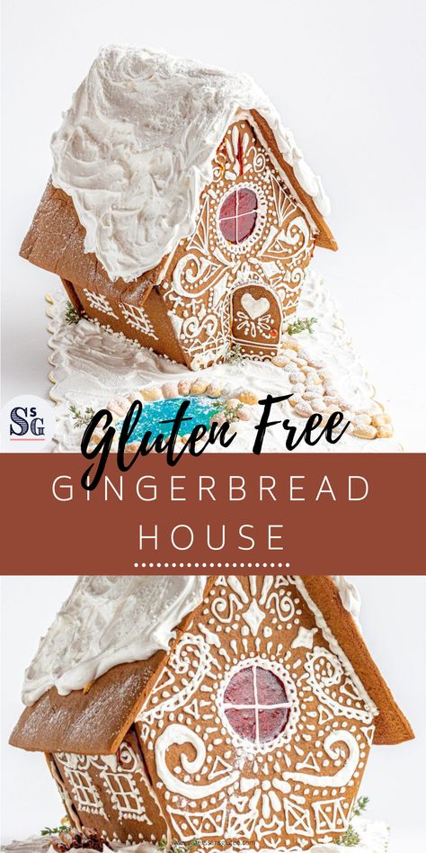 Gf Gingerbread House, Gluten Free Gingerbread House Recipe, Gluten Free Gingerbread House, Homemade Gingerbread House, Gingerbread House Recipe, Cool Gingerbread Houses, Beautiful Baking, Gluten Free Christmas Cookies, Gf Cookies