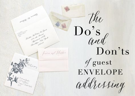 How To Address Your Wedding Invites | Our Tried and True Do's & Don'ts for Guest Envelope Addressing Wedding Invitation Envelopes Address, Addressing Invitations, Invitation Etiquette, Addressing Wedding Invitations, Envelope Addressing, Informal Weddings, Wedding Address, Formal Wedding Invitations, Trendy Wedding Invitations