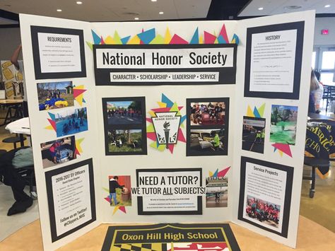 Display Board for Open House Honor Society Student Council Display Board, Trifold Poster Board Ideas College, School Club Trifold, Project Trifold Board Ideas, Tri Fold Display Board Ideas, Poster Board Organization Ideas, School Club Poster Board Ideas, 4h Display Board Ideas, College Poster Board Ideas