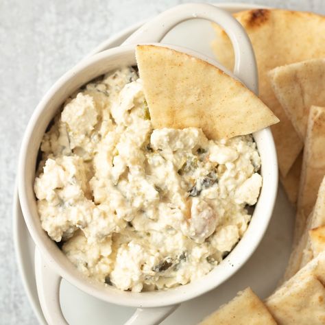 Greek Feta Dip, Spicy Feta Dip, Spicy Feta, The Best Appetizers, Salmon Spices, Spicy Dip, Roasted Garlic Cloves, Grain Bowls, Easy Salsa