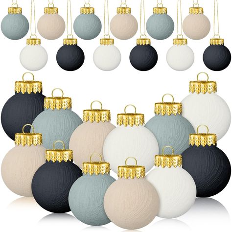 PRICES MAY VARY. Package Including: you will receive 12 pieces of neutral Christmas ornaments, enough quantity and cute styles to meet your different decorating and changing needs; With these balls, your Christmas party will be lovely Christmas Theme Design: the textured Christmas balls are in aesthetic theme colors; With elegant design, they can match your Christmas party well; Add atmosphere to your Christmas Suitable Size: the size of the rustic ball ornament for tree is 2.36 inches/ 6 cm, wh Christmas Tree Theme Colors, Green Christmas Tree With Blue Ornaments, Gold And Navy Christmas Decor, Blue Brown And Gold Christmas Tree, Christmas Tree Decor Neutral, Blue And Cream Christmas Decor, Modern Farmhouse Christmas Tree Decor, Emerald And Gold Christmas Tree, Velvet Tree Ornaments