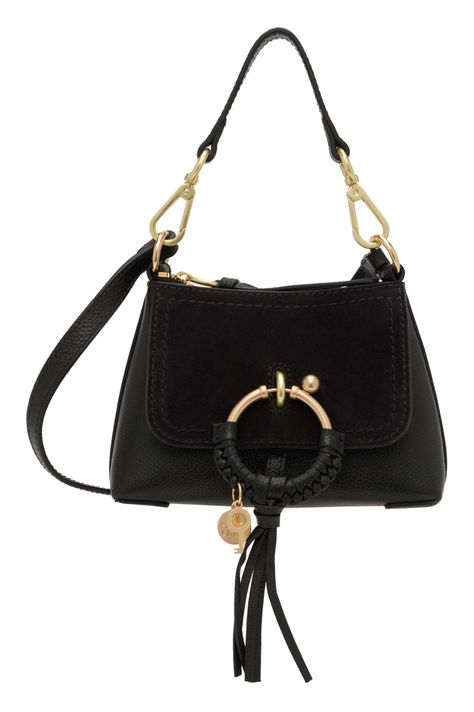 Black Mini Joan Bag by See by Chloé on Sale Chloe Joan Bag, See By Chloe Bag, Chloe Clothing, Chloe Bag, See By Chloe, Black Mini, Online Shopping Clothes, O Ring, Flap Pocket