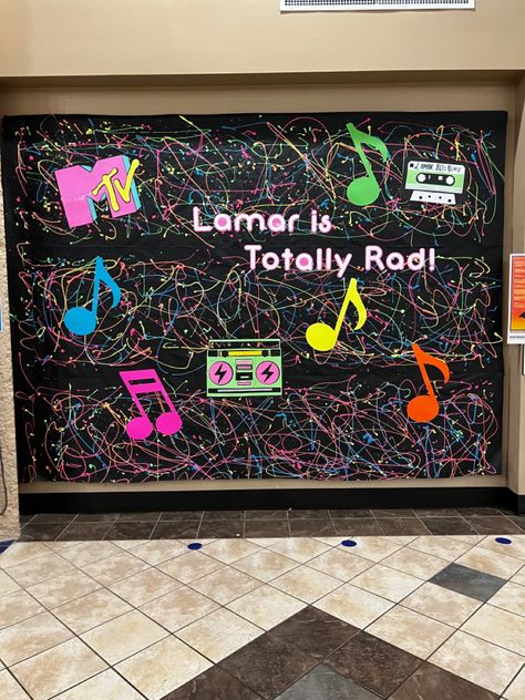 80s Bulletin Board Ideas, 80s School, Appreciation Themes, Cafeteria Bulletin Boards, 90s Theme Party, 80s Theme Party, 80s Theme, 4th Grade Science, 90s Theme