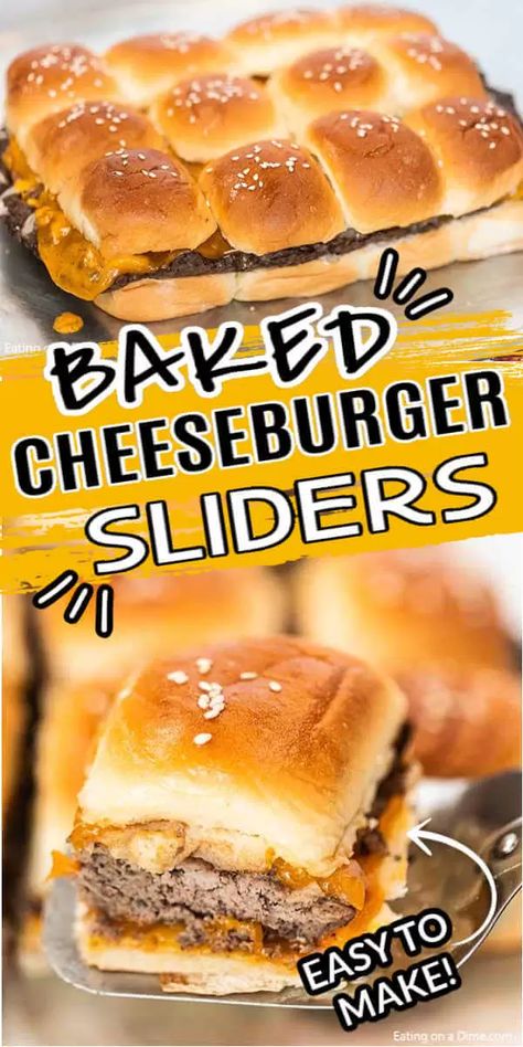 of the cheddar cheese slices. Place the cooked beef on Easy Burger Sliders, Baked Cheeseburger, Sliders Recipes Hamburger, Homemade Sliders, Ground Beef Sliders, Burger Sliders Recipes, Baked Hamburgers, Sliders Recipes Beef, Sliders Recipes Hawaiian Rolls