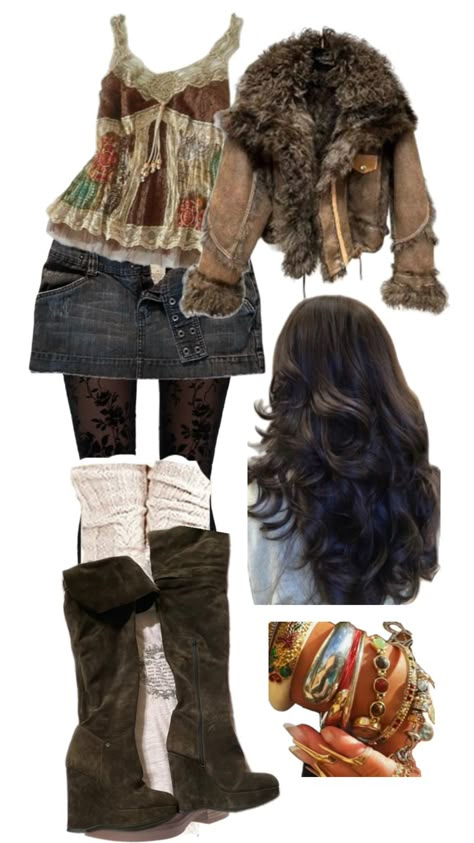 Aria Montgomery style/bohemian/layers/autumn outfits Repo The Genetic Opera Outfits, Fairy Fall Outfits, How To Layer Outfits Aesthetic, Aria Montgomery Outfits Aesthetic, How To Build Outfits, Aria Montgomery Outfits Inspired, Along Came Polly Outfits, Whimsical Core Outfits, Hipster Outfits Aesthetic