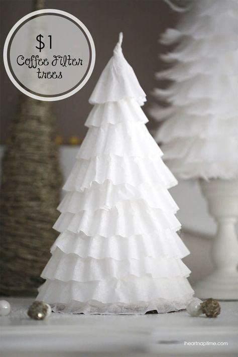 DIY $1 coffee filter trees I Heart Nap Time | I Heart Nap Time - Easy recipes, DIY crafts, Homemaking Ward Christmas Party, Coffee Filter Crafts, Christmas Centerpieces Diy, Christmas Hacks, A White Christmas, Paper Christmas, Gorgeous Christmas, Diy Coffee, Coffee Filter