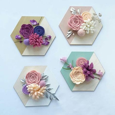 Felt Flowers Diy, Desain Quilling, Felt Crafts Diy, Felt Flower, Paper Flowers Diy, Paper Crafts Diy Tutorials, Felt Diy, Flower Tutorial, Flowers Diy