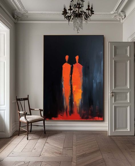 People Canvas Art #PE134 - 54''x 36''/ 137 x 91 CM / Stretch+Wood Frame Minimalist Art Inspiration, Architecture Canvas Painting, Anguish Painting, Afrocentric Living Room, Art On Black Canvas, Wall Abstract Painting, Cross Art Painting, Abstract People Art, Outline Painting