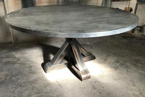 We've been exploring some new finishes in zinc and metal and developed three new shades that were the most popular in 2017.  The fabulous thing about these fin Live Edge Dining Room, Zinc Table, Restaurant Table Tops, Small Dining Area, Table Metal, Solid Wood Dining Table, Small Dining, Metal Furniture, Wood Dining Table