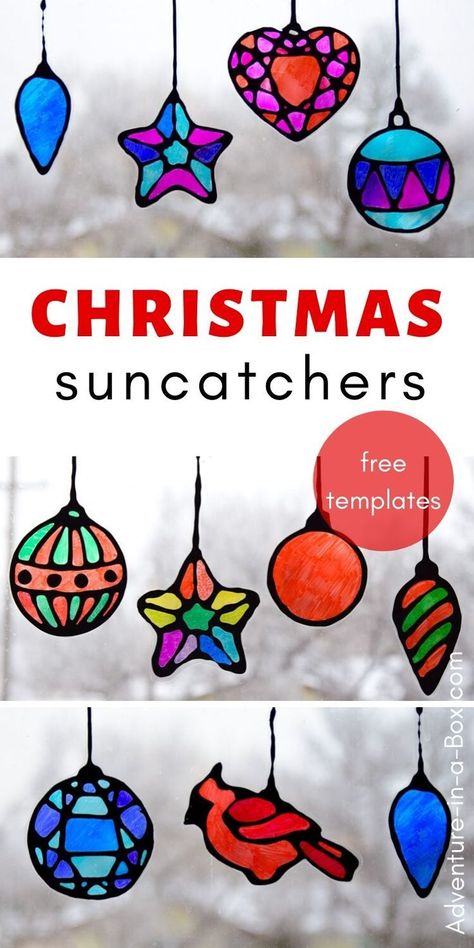 Make stained glass Christmas suncatchers from recyclables with kids! This winter craft comes with four pages of Christmas ornament free printable templates. Oshc Activities, Christmas Suncatchers, Coop Art, Snowflakes Patterns, Makerspace Ideas, Xmas Window, Diy Staining, Free Printable Templates, Window Crafts