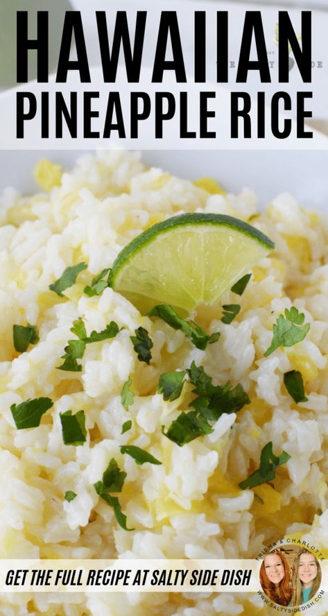 Hawaiian Pineapple Rice with crushed pineapple and lime for a sweet side dish that pairs with so much #rice #pineapple #sidedish #recipe Hawaiian Side Dishes, Perfect Rice Recipe, Hawaiian Rice, Pineapple Rice, White Rice Recipes, Hawaiian Dishes, Rice Side, Rice Side Dishes, Pineapple Recipes