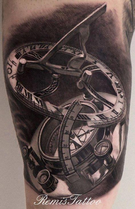 Se of the best compass tattoos I've ever seen! 40 Awesome Compass Tattoo Designs | Cuded Sundial Tattoo, Tattoo Rose Des Vents, Sextant Tattoo, Tattoos Masculinas, Tatoo 3d, Compass Rose Tattoo, Compass Tattoo Design, Map Tattoos, Biomechanical Tattoo