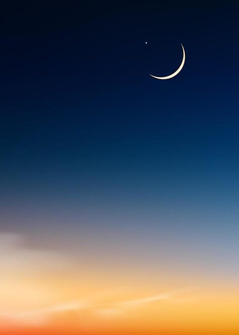 Twilight Sky with Crescent Moon in Evening,Vertical sunlight banner in Ramadan dark blue night with Dramatic Suset, Dusk sky for Islamic religion,Eid al-Adha,Eid Mubarak,Eid al fitr,Ramadan Kareem Eid Al Adha Aesthetic, Eid Moon, Ramadan Moon, Eid Pics, Ramadan Photos, Dusk Sky, Twilight Sky, Wonderful Nature, Moon Images