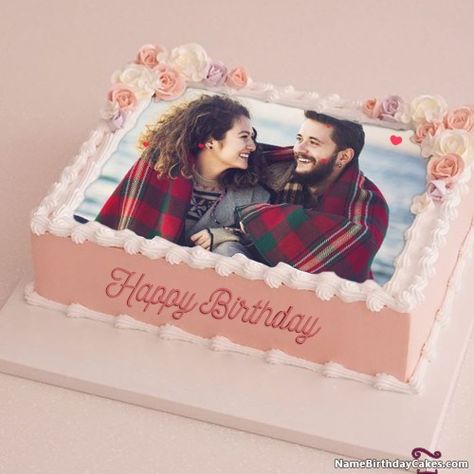 Photo Cake Ideas Pictures, Christmas Cakes Images, Photo Print Cake, Birthday Wishes With Photo, Happy Birthday Cake Photo, Rectangle Cake, Cake Frame, Birthday Sheet Cakes, Birthday Cake With Photo