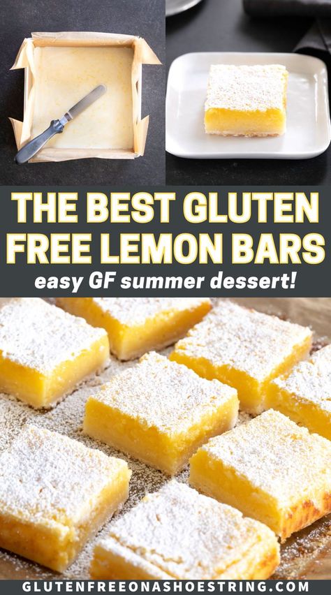 Gluten Free Lemon Desserts, Gluten Free Lemon Bars, Lemon Bars Easy, Lemon Bars Recipe, Cookies Gluten Free, Lemon Dessert Recipes, Best Gluten Free, Gluten Free Desserts Recipes, Gf Desserts