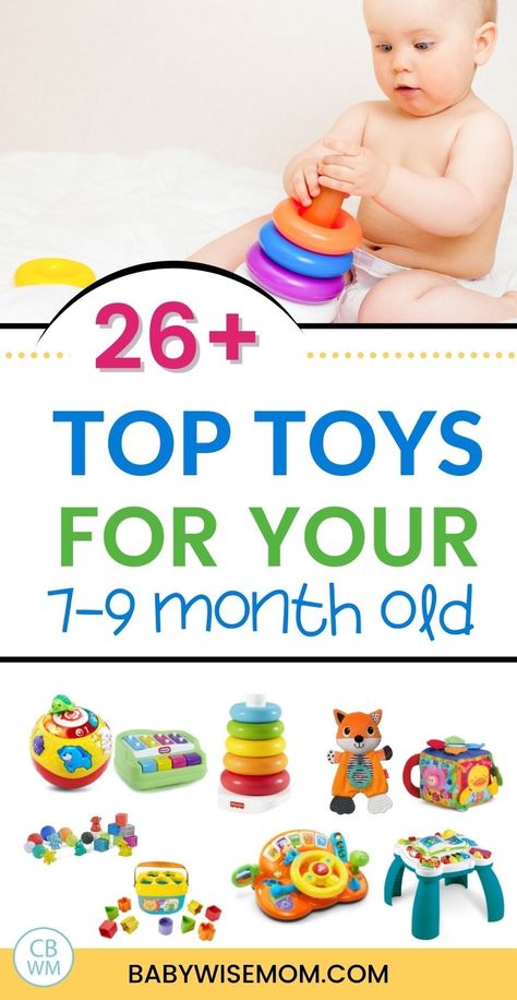 Great toys and activities for baby ages 7-9 months old. Find toys that encourage exploration and fulfill your baby's curiosity. Best Toys for Baby: Ages 7-9 Months Old. Get shape sorters, stacking rings, stuffed animals, blocks, balls, books, and more! Toys for 7 month old, toys for 8 month old, and toys for 9 month old. Activities For 4-6 Month Old, Best Toys For 6 Month Old, 3-6 Month Toys, 5 Month Old Toys, Toys For 6-12 Month Old, Activities For 4 Month Old Baby, 7 Month Old Toys, 4 Month Baby Toys, Toys For 4 Month Old