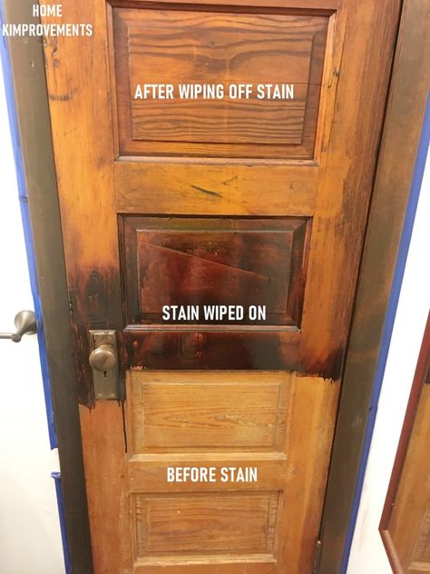 How to Refinish Old Woodwork | HOME KIMPROVEMENTS Refinish Door, How To Stain Wood, Stained Front Door, Trim And Doors, Stained Trim, Old Wood Doors, Restore Wood, Stain Wood, Wooden Trim