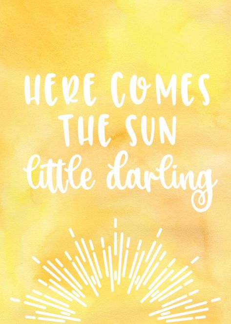 Beatles Song Lyrics, Lyric Wall Art, Printable Wall Art Boho, Beatles Art, Beatles Songs, Boho Nursery Decor, Lyric Poster, Here Comes The Sun, Colorful Life