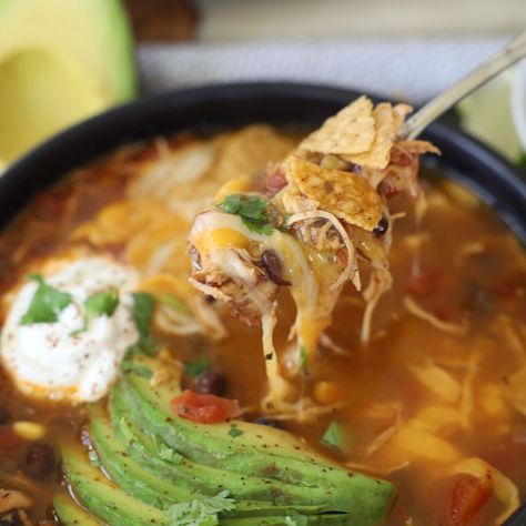 Chicken Tortilla Soup Low Cal Chicken Tortilla Soup, Cheesecake Factory Tortilla Soup, Creamy Mexican Chicken Soup, Traditional Tortilla Soup, On The Border Chicken Tortilla Soup, Mexican Soup With Chicken, Chicken Tortilla Recipes Soup, Chicken Nacho Soup, Chipotle Chicken Tortilla Soup