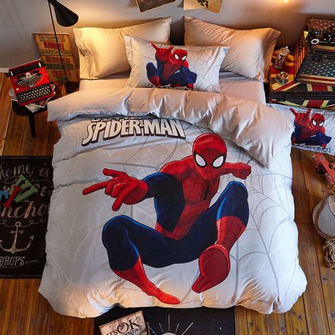 Ultimate Spider Man Super Hero Bedding Set Spiderman Bedding, Twin Beds For Boys, Spiderman Bedroom, Marvel Bedroom, Spiderman Room, Men Bed, Boys Bedding Sets, Superhero Bedding, Queen Size Comforter Sets