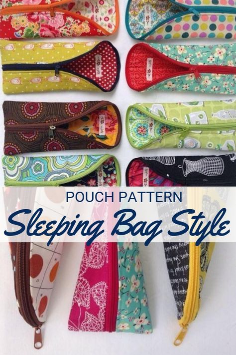 Sleeping bag Pencil Pouch Pattern – Sewing With Scraps Pencil Pouch Pattern, Tote Bag Pattern Free, Beginner Sewing, Beginner Sewing Projects Easy, Pouch Pattern, Headband Pattern, Quilting For Beginners, Sewing Projects For Beginners, Easy Sewing Projects