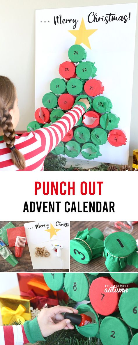 This punch out Advent Calendar is so much fun! It's easy to make and kids will love it! Punch Out Advent Calendar, Homemade Advent Calendars, Children Songs, Calendar Advent, Advent For Kids, Christmas Advent Calendar Diy, Advent Calendars For Kids, Advent Calenders, Diy Calendar