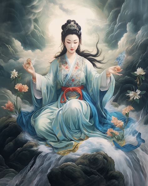 Geishas, Guanyin Art, Guanyin Goddesses, Healing Artwork, Quan Yin, Guan Yin, Chinese Mythology, Bamboo Garden, Kuan Yin